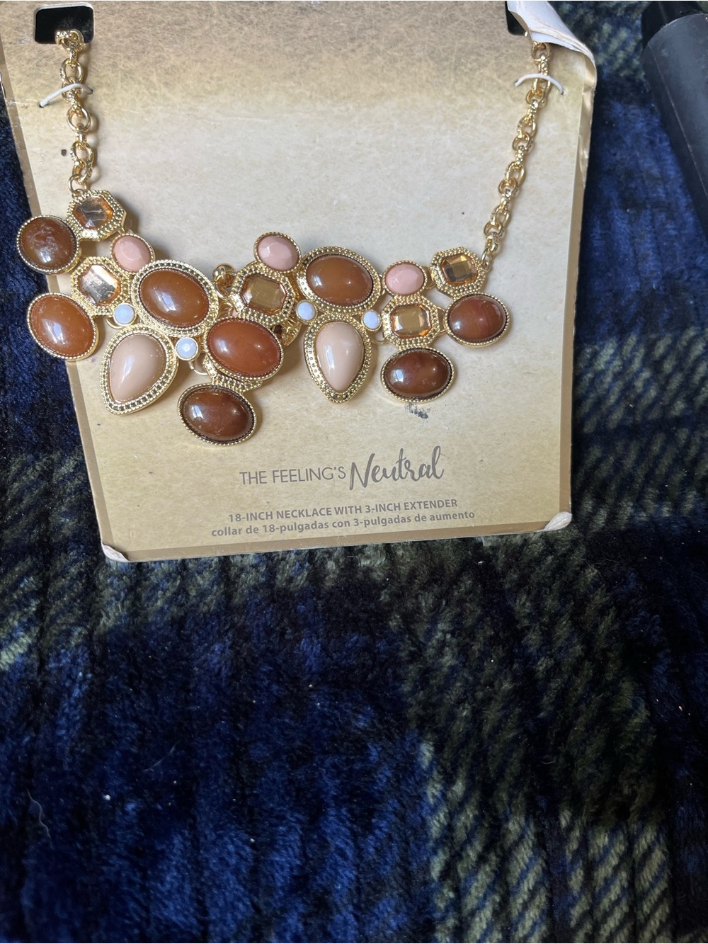Gold-tone Brown & Blush Statement Necklace